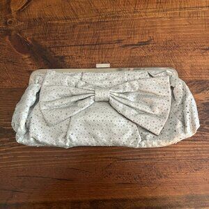 Silver Bow Clutch (Shoulder Strap Included)